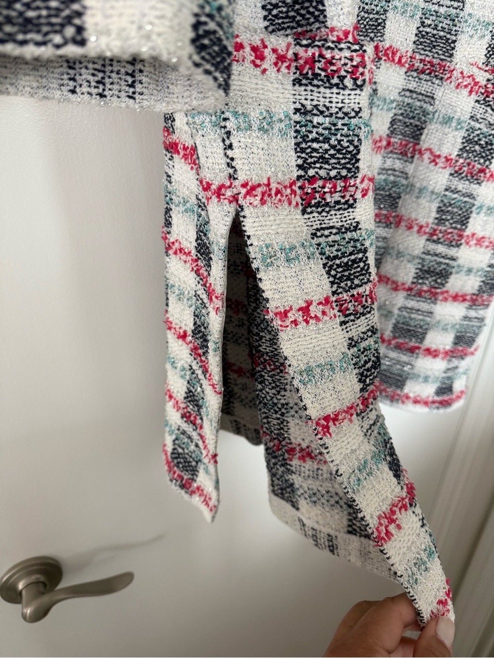 Vintage Inspired Tweed Plaid Jacket Oversized Chic Statement Piece ST John 18 - Picture 4 of 8